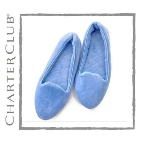 Charter Club Womens Memory Foam Loafer Slippers Blue 5-6 Medium and 11-12 XL - Picture 1 of 2
